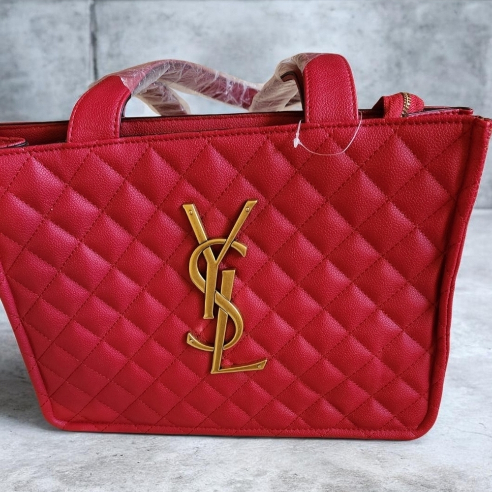 NEW Yves Saint Laurent Red Quilted Tote